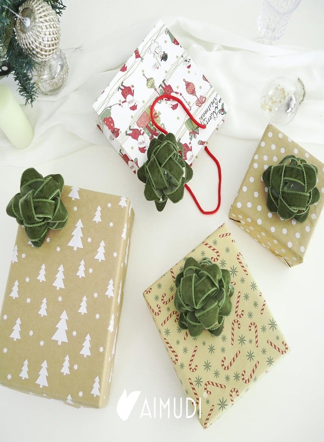 AIMUDI Moss Green Velvet Gift Bows 4.5'' Present Bows for Gift Wrapping Self Adhesive Gift Wrap Bows for Party, Holiday, Wedding, Christmas Decorations - 6 Counts - Image 5